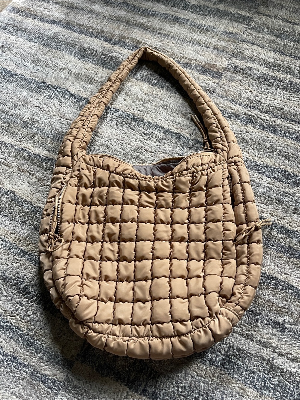 Urban Expressions Quilted Shoulder Bag in Beige Tan